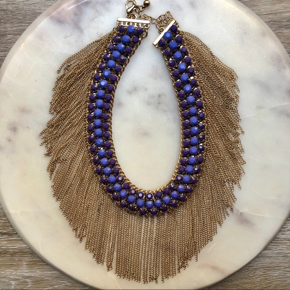 Jewelry - 🆕Purple & Gold Fringe Statement Collar necklace